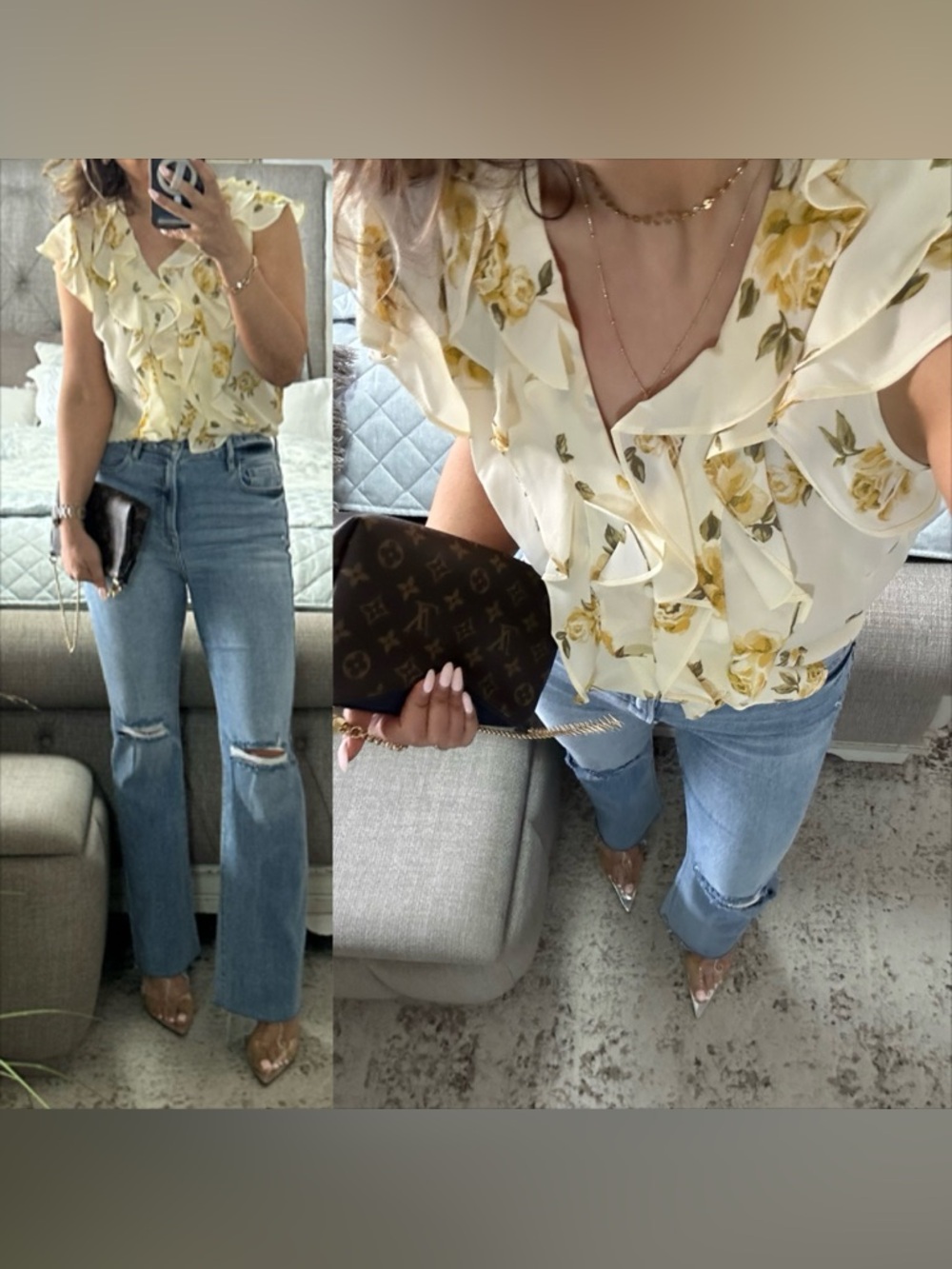 New🩷 Golden Garden Ruffle Blouse